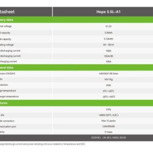 Pin lưu trữ Growatt HOPE 5.5L-A1 | Pin Lithium 5.5kWh 3 pin growatt 5.5kW 2